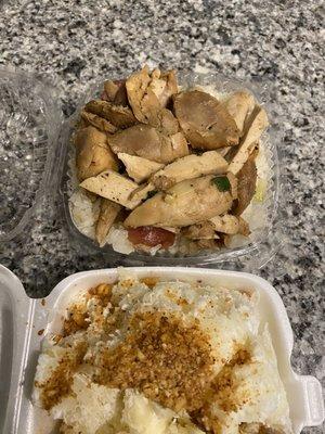 Savory sticky rice with meat (Xoi man) Cassava with peanuts