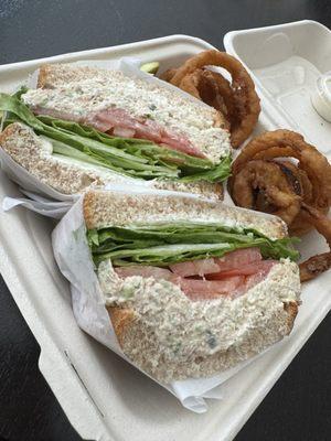 5. Tuna Salad Sandwich with Onion Rings