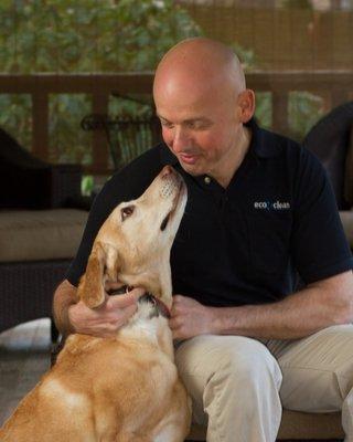 Walt and his yellow lab Mabel