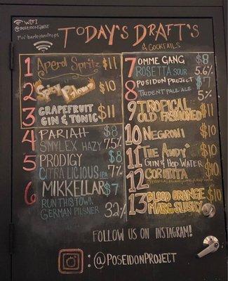 Today's drafts & cocktails