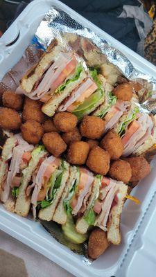 Turkey club and cheese curds.   Delicious!