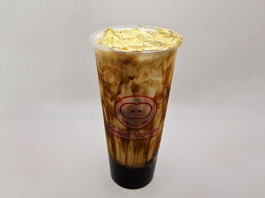 Gold Foil Dirty Boba (Brown Sugar) Fresh Milk Latte