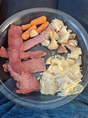 This is half of my St. Patrick's Day corned Beef Dinner! Absolutely delicious!!