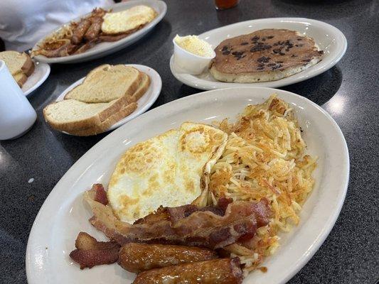 2-egg Breakfast With Meat Chocolate chip Pancake