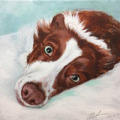 10"x 10", acrylic on canvas. "True" one of my own sweet girls.