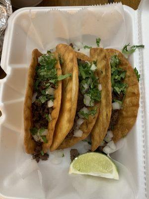 Crisp ground beef tacos