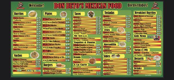 New updated menu of 2023!