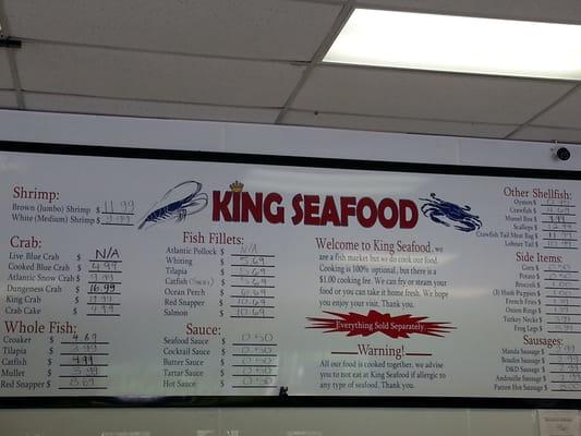 Current menu board as of 08/2014