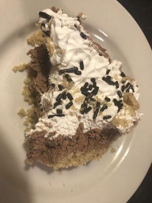 Chocolate cream pie before any bites taken out of it.