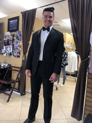 Black tuxedo for black tie wedding