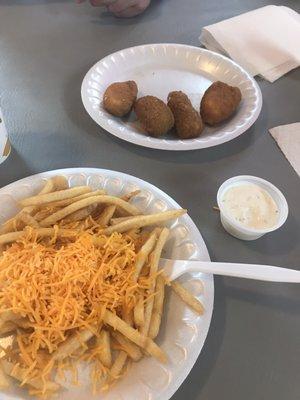 My "cheese fries" and jalapeño poppers