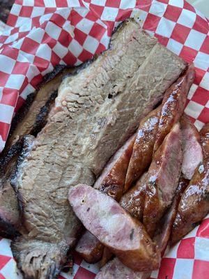 Brisket and Hmong sausage.