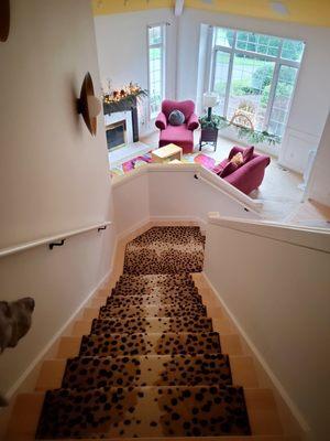 Custom Stair Runner and Custom Rug. Carpet Brand Glen Eden Out of Africa in Cheetah Print!