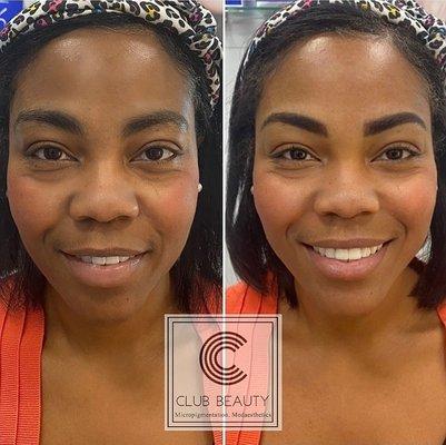 Before and after Shaded brows on this client.