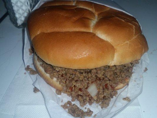 Loose meat sandwich. Sturdy bun!