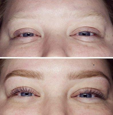 Eyebrow shaping/tint and eyelash lift/tint.