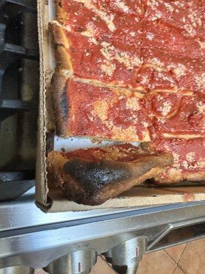 All of the outside edges of the tomato pie were burnt and rock hard.