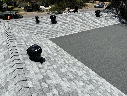 View of finished roof with new ventilation