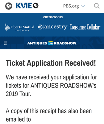 I hope my ticket gets drawn!!! I want to be on PBS Sacramento Antiques Roadshow!