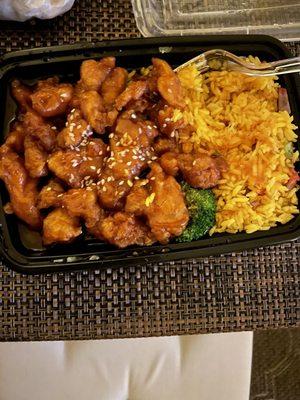 Sesame chicken with fried rice