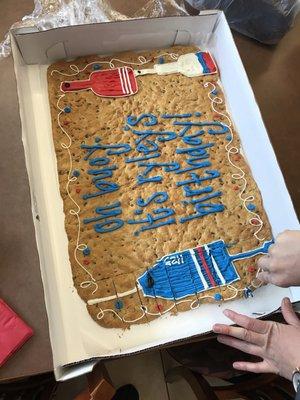 //ginormous chocolate chip cookie cake//