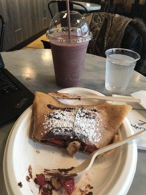 Nutella, banana  strawberry  and a Nutella with mixed berries smoothie