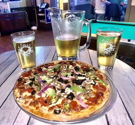 Buy any medium or large pizza at regular price and get a pitcher for $5!