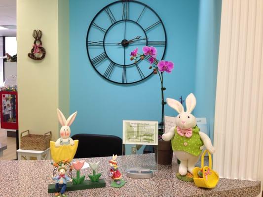 The reception desk area.