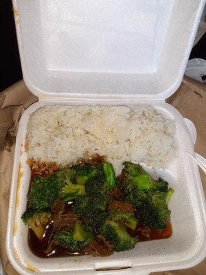 Beef & broccoli and white rice