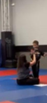 My 4 year old grandson getting his first belt!!