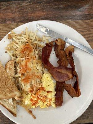 Egg, Hashbrowns, bacon