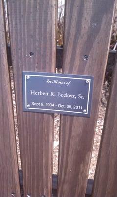 This chair is in honor of Herb Beckett - a great friend and popular member of the golf club.