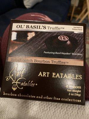 These are delicious! Gonna be hard not to buy the Ol Basil's bourbon balls