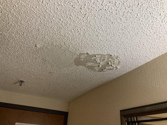 Peeling ceiling.