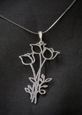 Custom tulip pendant. Sterling silver