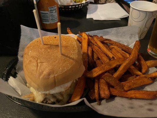 Truffle Burger w/ sweet potato fries