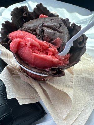 Dark chocolate and watermelon  ice cream