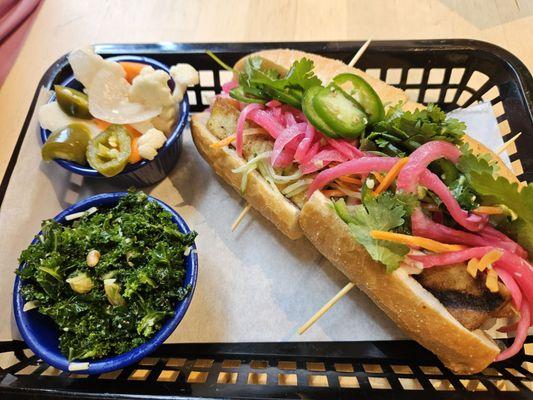 Tofu banh mi with Tuscan kale and escabeche