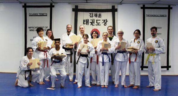 Special board breaking class with their broken boards!