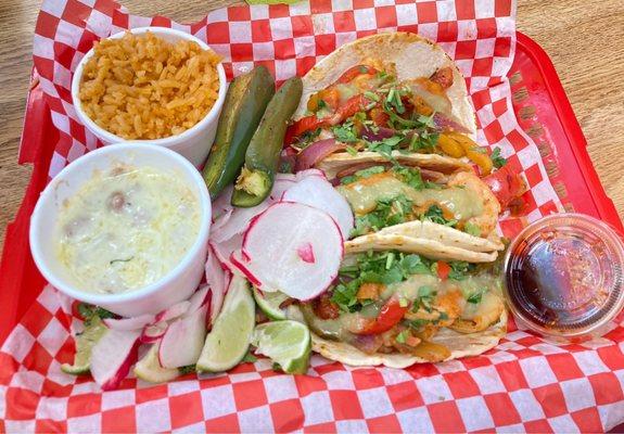 Shrimp Taco with Rice and Beans