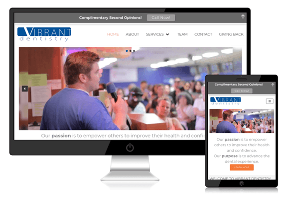 Vibrant Dentistry - recreation of an identical site that was done in HTML/CSS/JQuery. Recreated from scratch in WordPress with re-used pics!