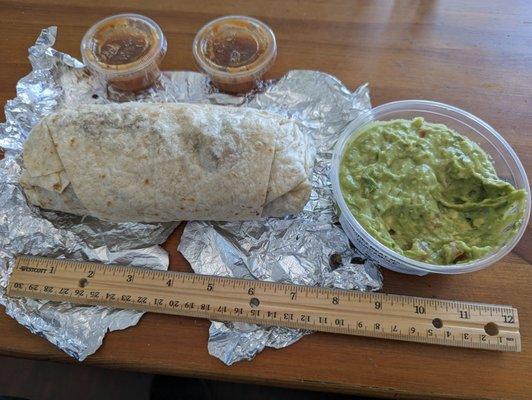 Carne Asada burrito with side of guacamole