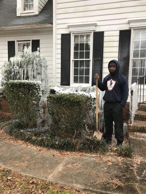 Main water line burst  during the big freeze and created an icicle Wonderland