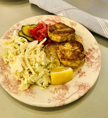 Crab cakes with Cole Slaw