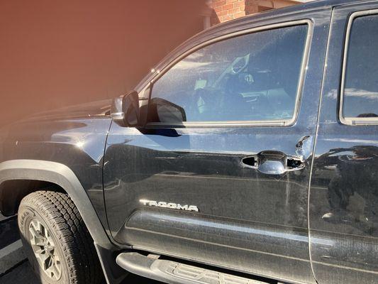 Toyota truck broken into by Mitchell Highsmith.