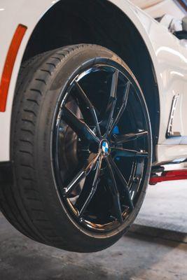 BMW powder coated gloss black wheels