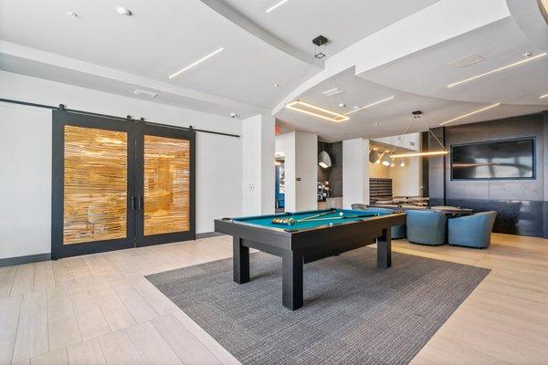 Game room with billiards table