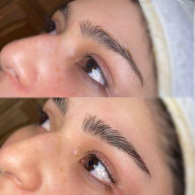 Brow lamination and lash lift