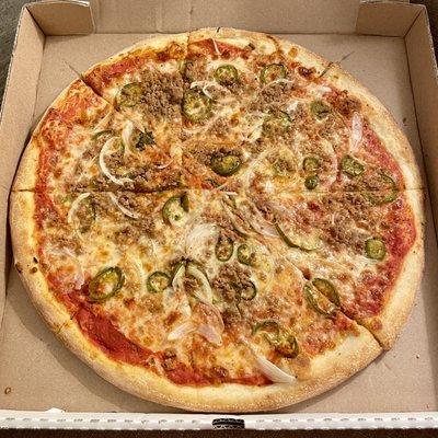 Beef+Onion+Jalapeño Pizza