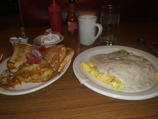 Southern Style Omelet.
 Two plates of food!  $11.50.